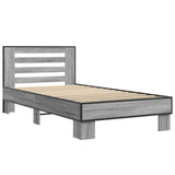 Bed Frame Grey Sonoma 90x190 cm Single Engineered Wood and Metal