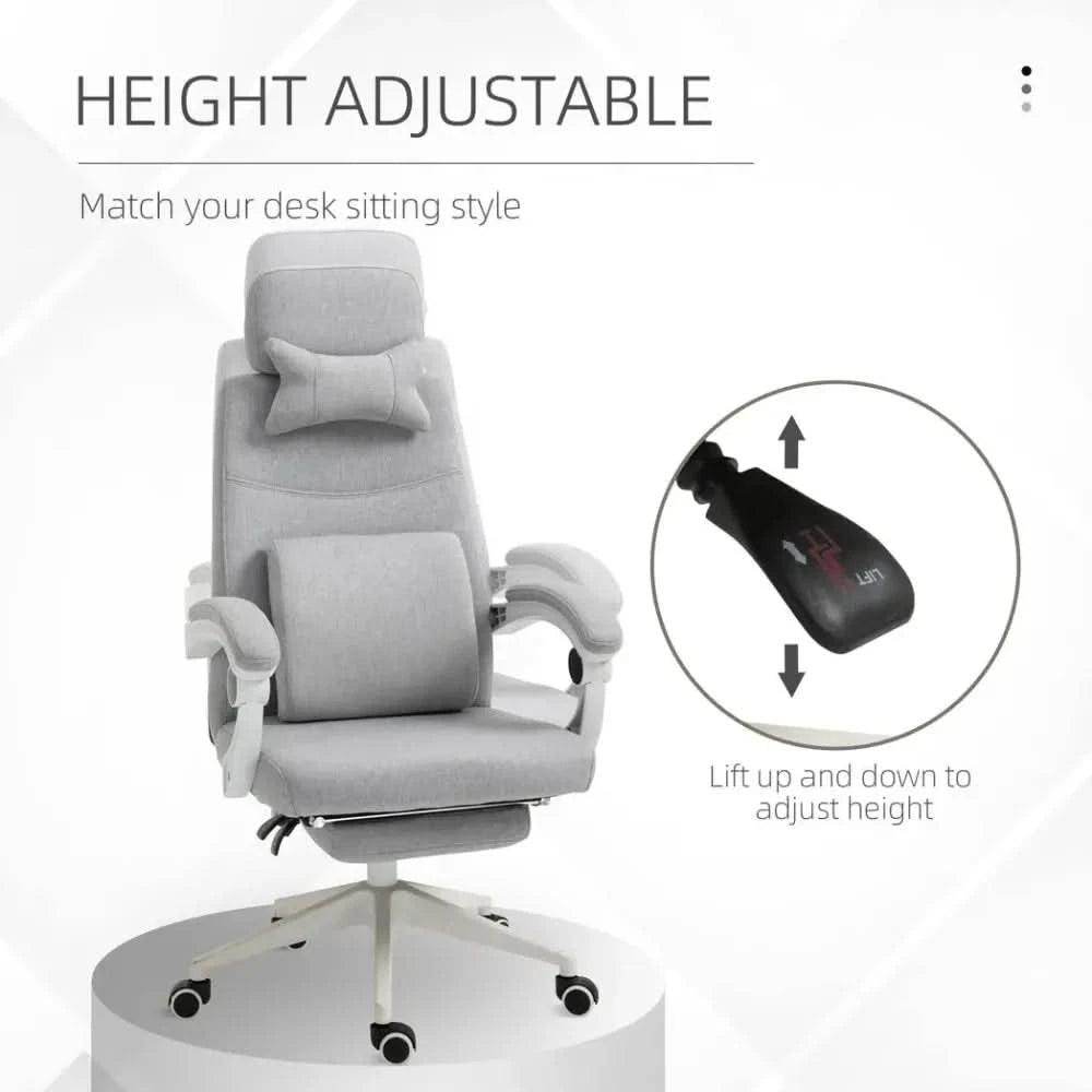 Ergonomic Home Office Chair 360 Swivel with Footrest Height Adjustable Grey