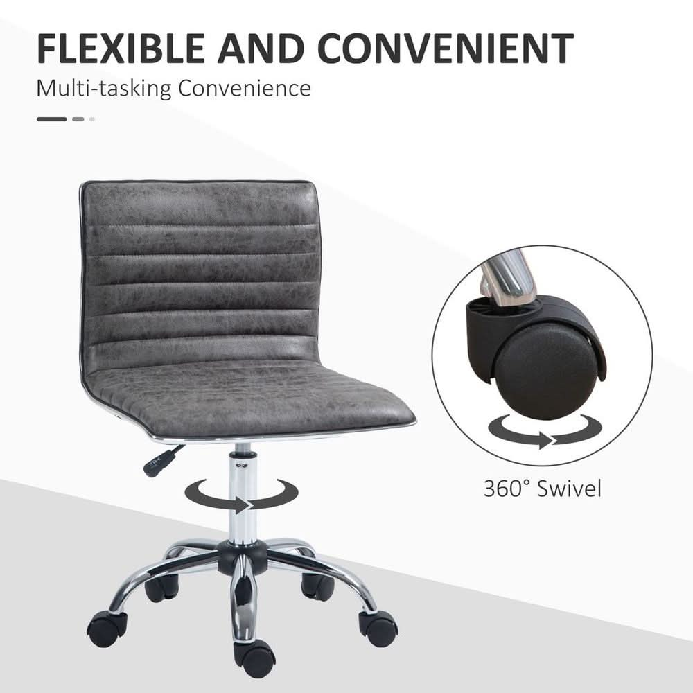 Armless Mid-Back Adjustable Office Chair with 360 Swivel Grey