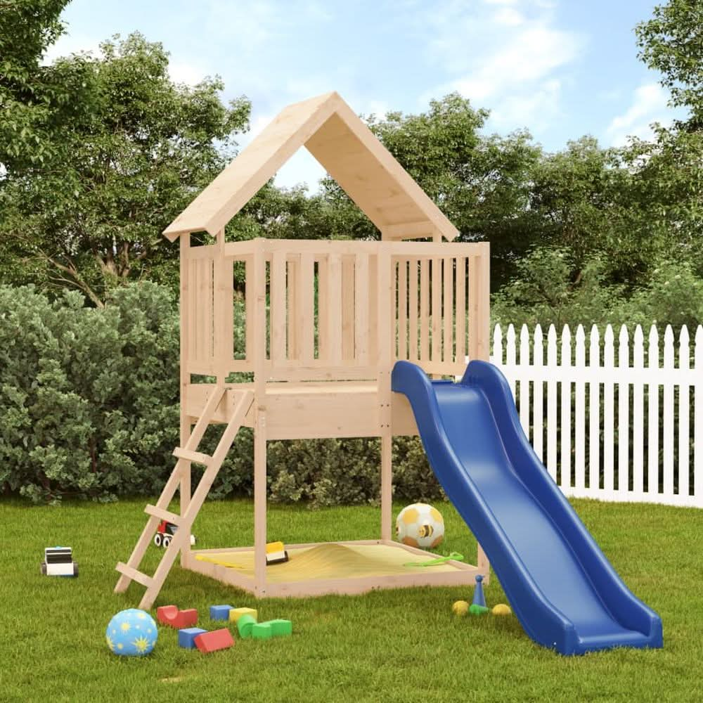 Playhouse with Slide Ladder Solid Wood Pine