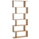 6-Tier Wooden Modern S-Shaped Shelf Storage Unit Home Office Oak Colour