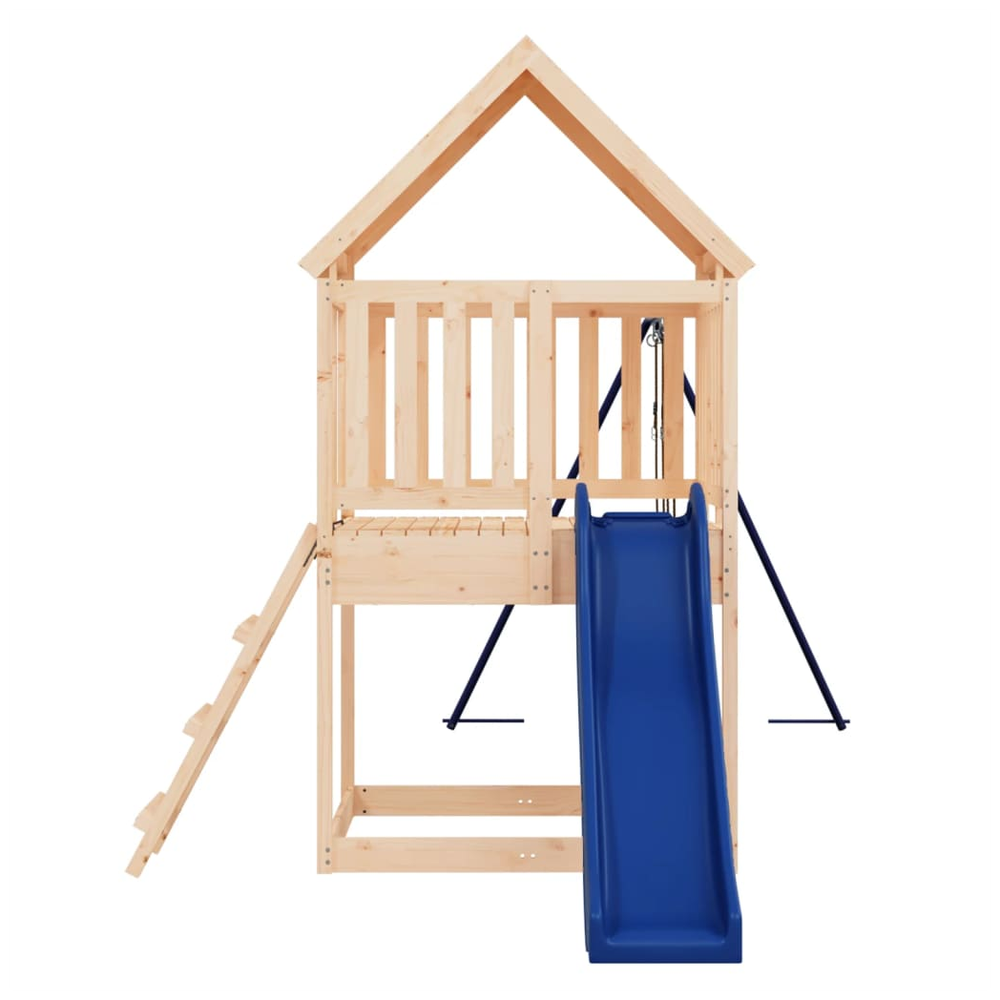 Playhouse with Slide Ladder Swings Solid Wood Pine