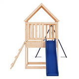 Playhouse with Slide Ladder Swings Solid Wood Pine