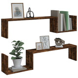 Wall Shelves 2 pcs Smoked Oak 100x15x20 cm Engineered Wood