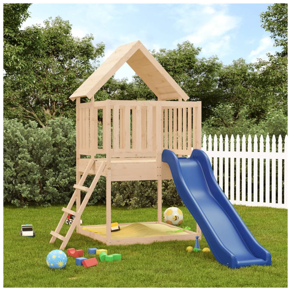 Playhouse with Slide Ladder Solid Wood Pine