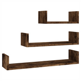 Wall Display Shelves 3 pcs Smoked Oak Engineered Wood