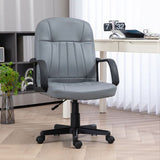 PU Leather Office Chair Swivel Home Mid-Back Computer Desk Chair, Grey