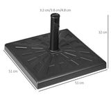 19kg Square Resin Garden Parasol Base for Poles of 32mm, 38mm, 48mm