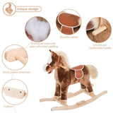 Kids Rocking Horse Wooden Plush Children Ride On Toy Rocker Baby Gift