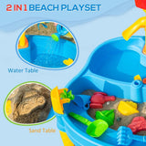 2 in 1 Sand and Water Table, for 18+ Months, Kids Outdoor Beach Garden