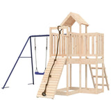 Playhouse with Climbing Wall Swing Solid Wood Pine