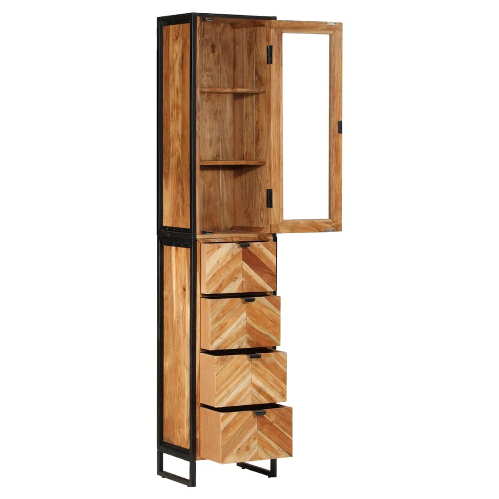 Bathroom Cabinet 40x27x190 cm Iron and Solid Wood Acacia