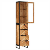 Bathroom Cabinet 40x27x190 cm Iron and Solid Wood Acacia