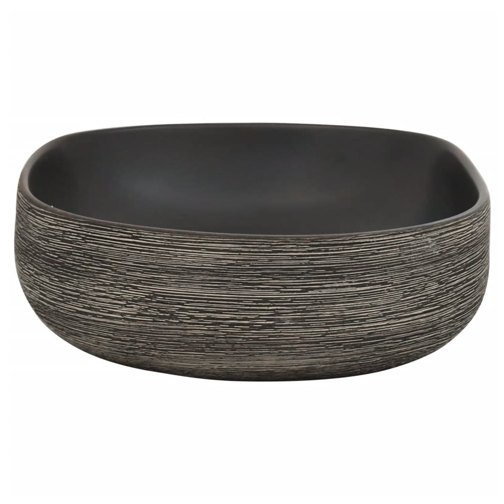 Countertop Basin Grey and Black Oval 59x40x14 cm Ceramic