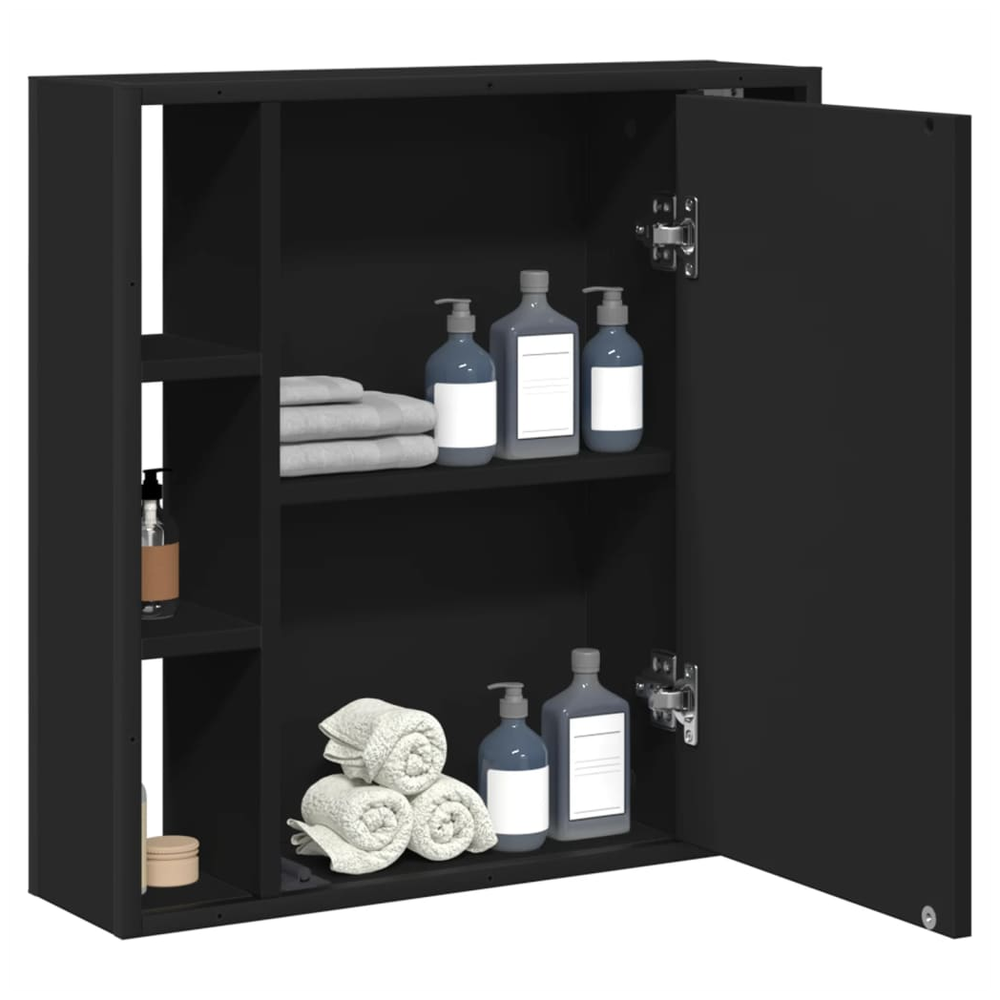 Bathroom Mirror Cabinet Black 60x16x60 cm Engineered Wood