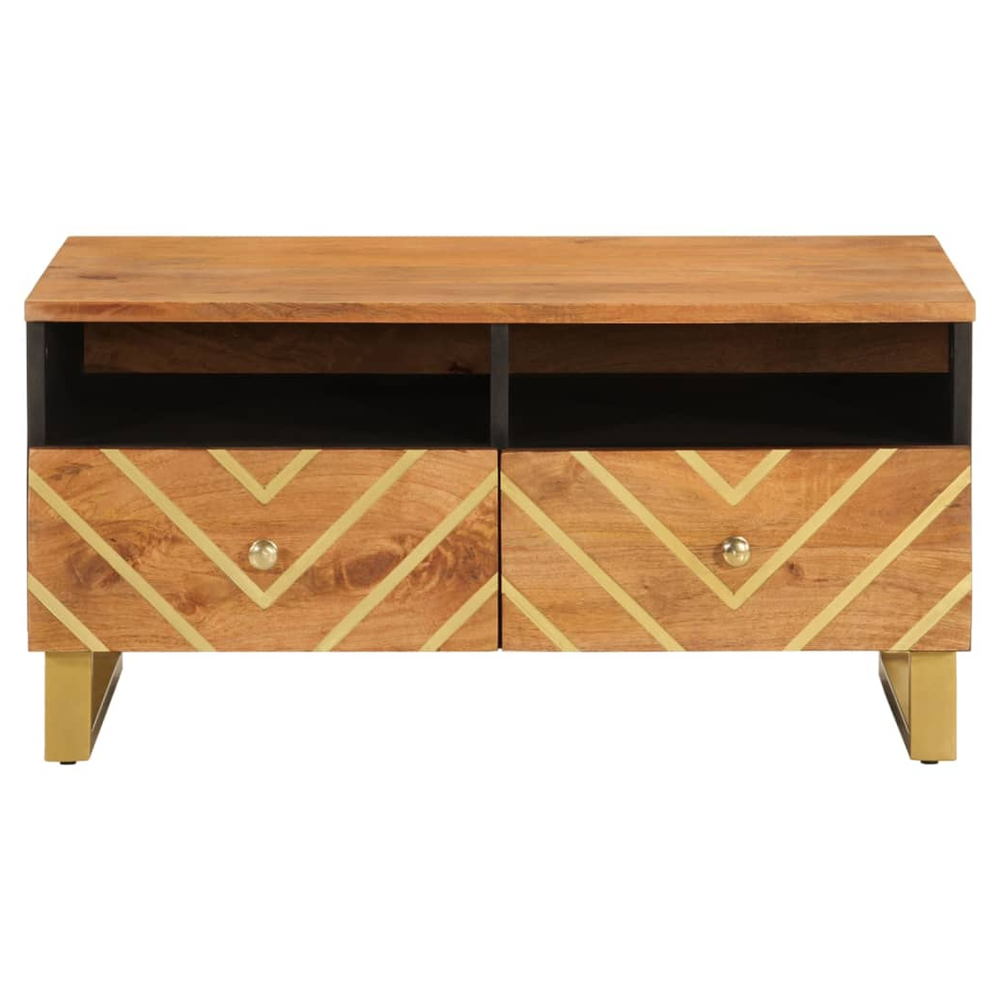 Coffee Table Brown and Black 80x54x40 cm Solid Wood Mango