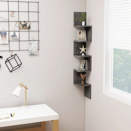 Wall Corner Shelf Smoked Oak 20x20x127.5 cm Engineered Wood