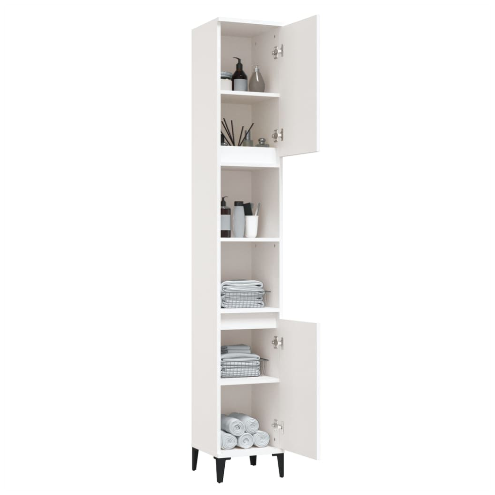 Bathroom Cabinet White 30x30x190 cm Engineered Wood