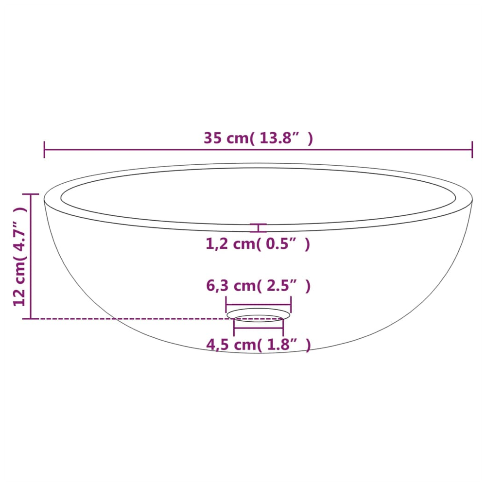 Basin Tempered Glass 35x12 cm to 42 x 14 cm