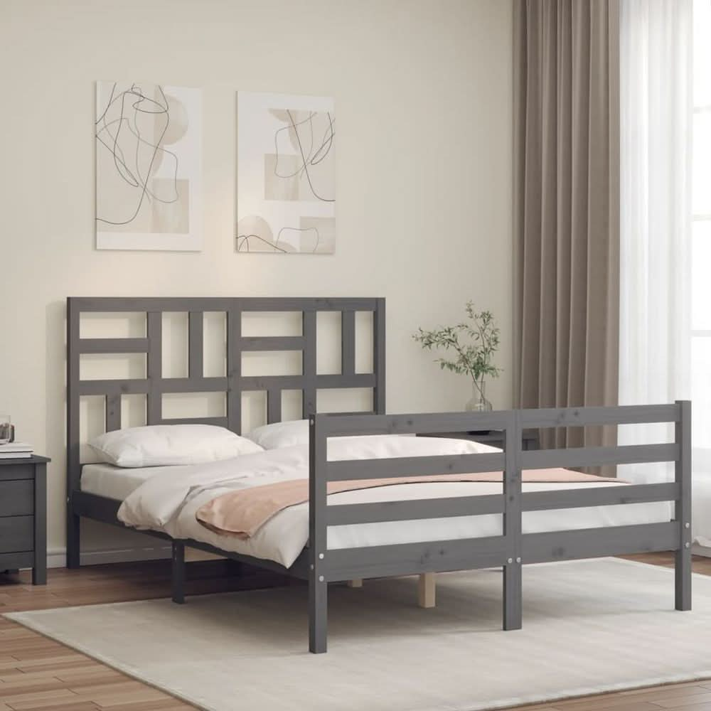 Bed Frame with Headboard Black 100x200 cm Solid Wood