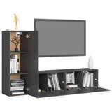 3 Piece TV Cabinet Set Grey Engineered Wood