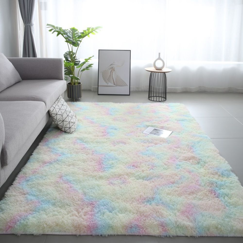 Tie-dye Soft Runner Rugs for Bedroom Living Room Plush Fluffy Mat Shag Furry Area Carpet Anti-Slip for Girls Room Home Decorat