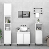 3 Piece Bathroom Furniture Set White Engineered Wood