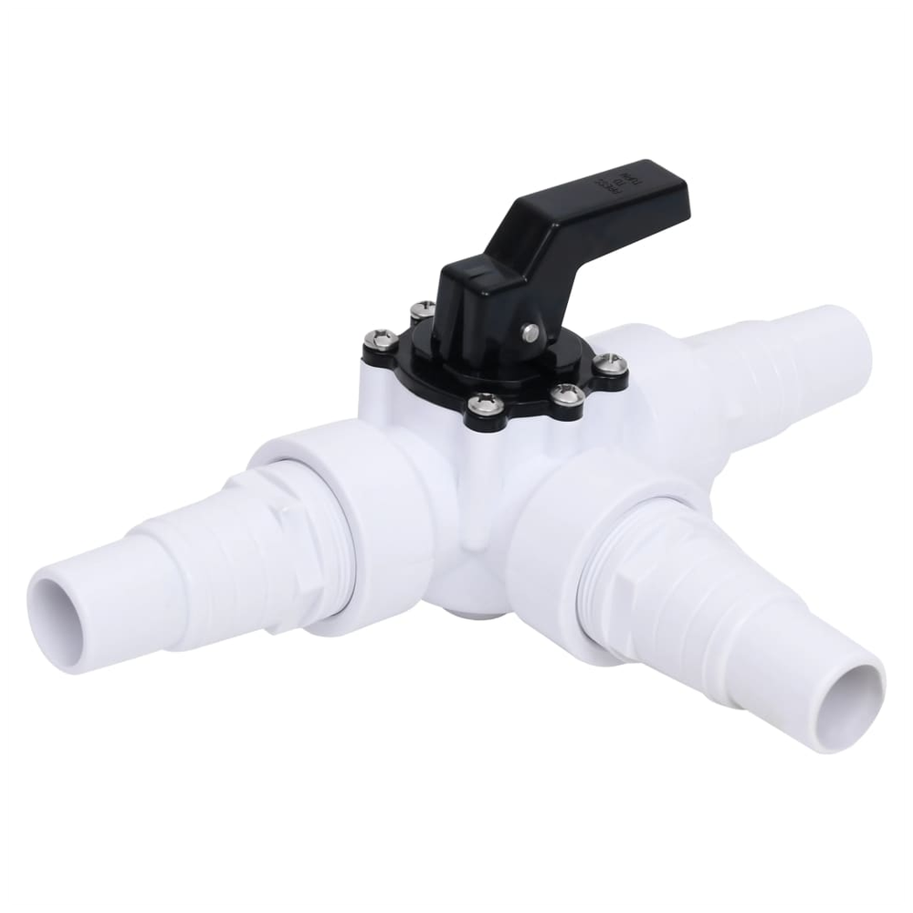 Swimming Pool 3-Way Ball Valve White and Black