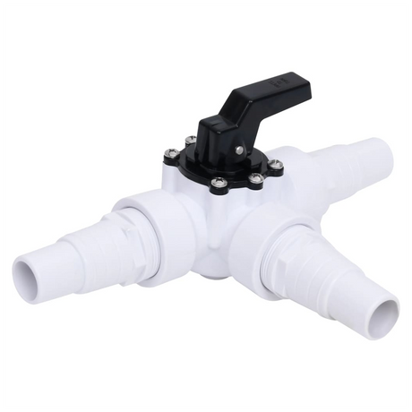 Swimming Pool 3-Way Ball Valve White and Black