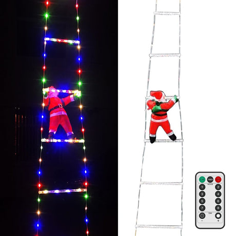 Remote Control Santa Claus Climbing On Rope Ladder Christmas Indoor Ornament Decor Outdoor Waterproof Christmas LED Lights