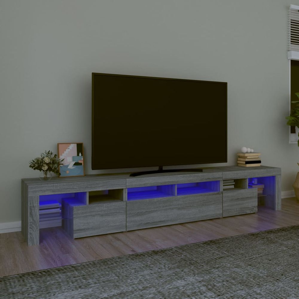 TV Cabinet with LED Lights White 230x36.5x40 cm