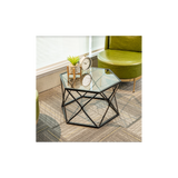 Hexagon Tempered Glass  Black Coffee Side Table (Big) - SLENDER