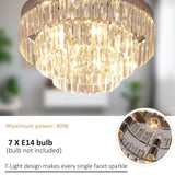 Round Crystal Ceiling Lamp 7 Lights Chandelier Mounted Fixture