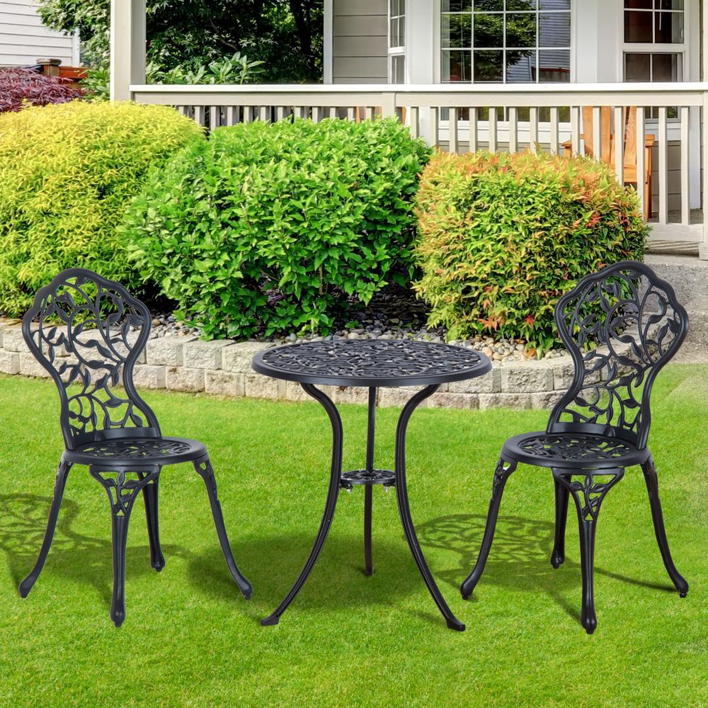 Cast Aluminium 3 Pcs Bistro Set-Black