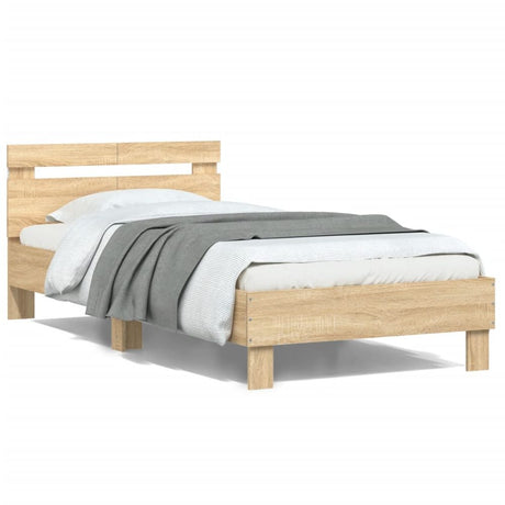 Bed Frame with Headboard and LED Lights White 100x200 cm