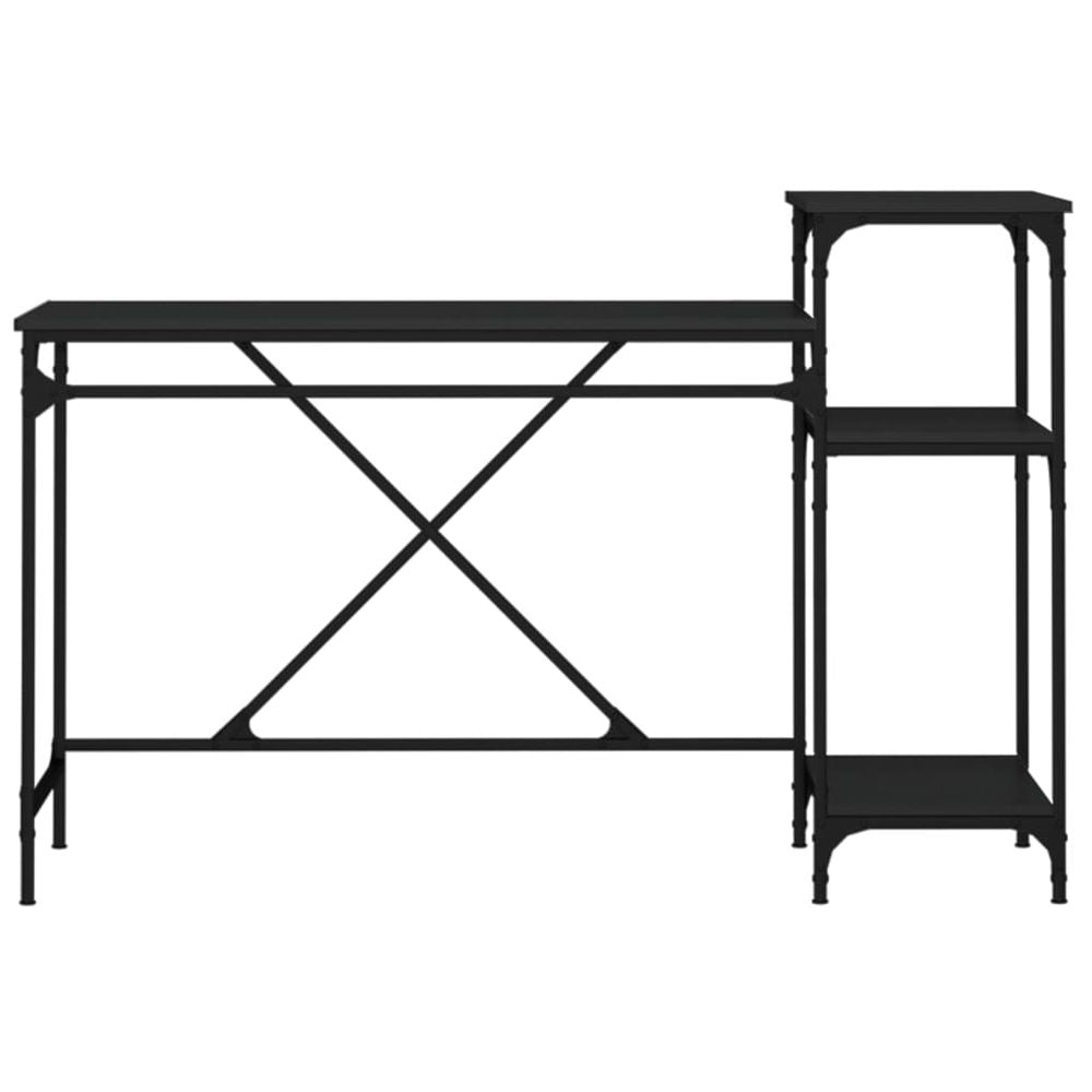 Desk with Shelves Black 135x50x90 cm Engineered Wood&Iron