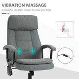 2-Point Massage Office Chair Linen-Look Fabric Adjustable Height Chair Grey