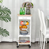 MDF Wood 5-Tier Kitchen Storage Trolley White