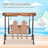 Two-Seat Kids Canopy Swing Chair Adjustable Awning, Seatbelt