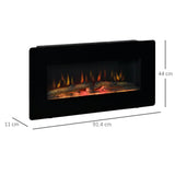 Electric Fireplace Heater Wall-Mount W/ Flame Effect Remote Control Timer