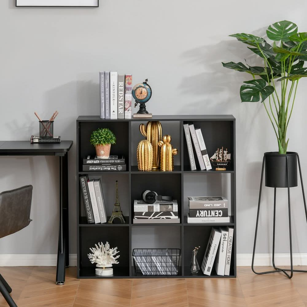 9 Cube Storage Cabinet Bookcase Bookshelf Home Office Shelf, Black