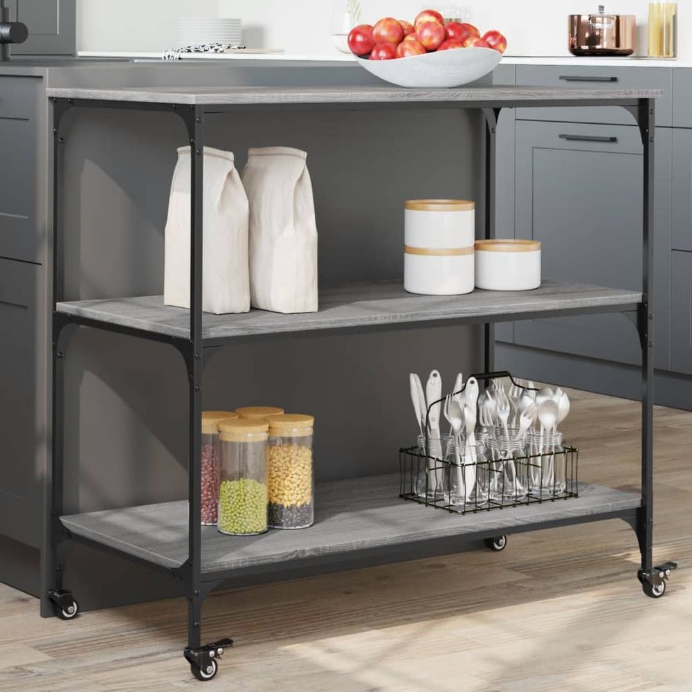 Kitchen Trolley Grey Sonoma 102x50x95 cm Engineered Wood