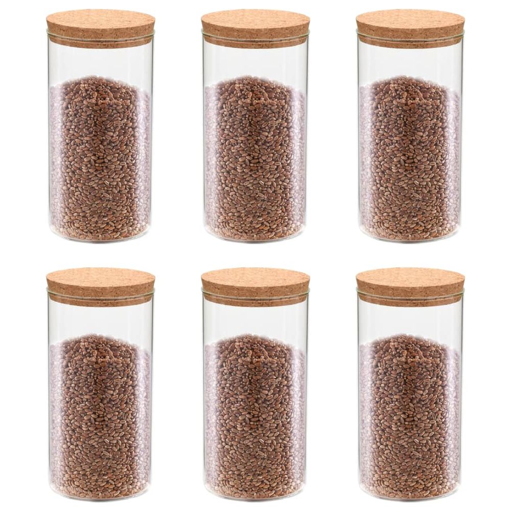 Storage Glass Jars with Cork Lid 6 pcs 1100 ml