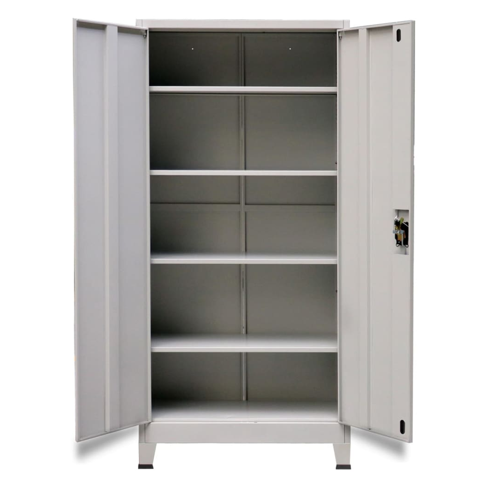 Office Cabinet with 2 Doors Steel 90x40x180cm Grey