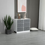 Chests of Drawer, Fabric Dresser Storage Cabinet with 6 Drawers White and Grey