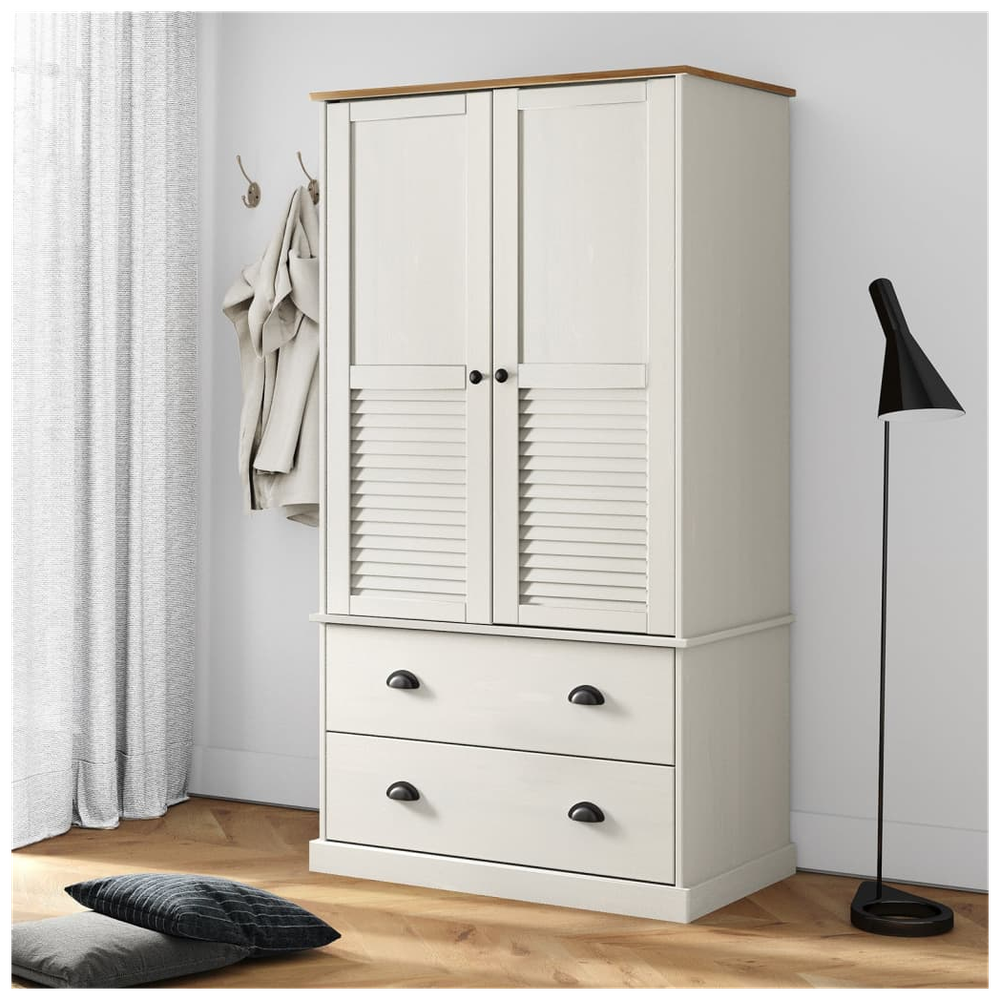 Wardrobe VIGO White 90x55x176 cm Solid Wood Pine