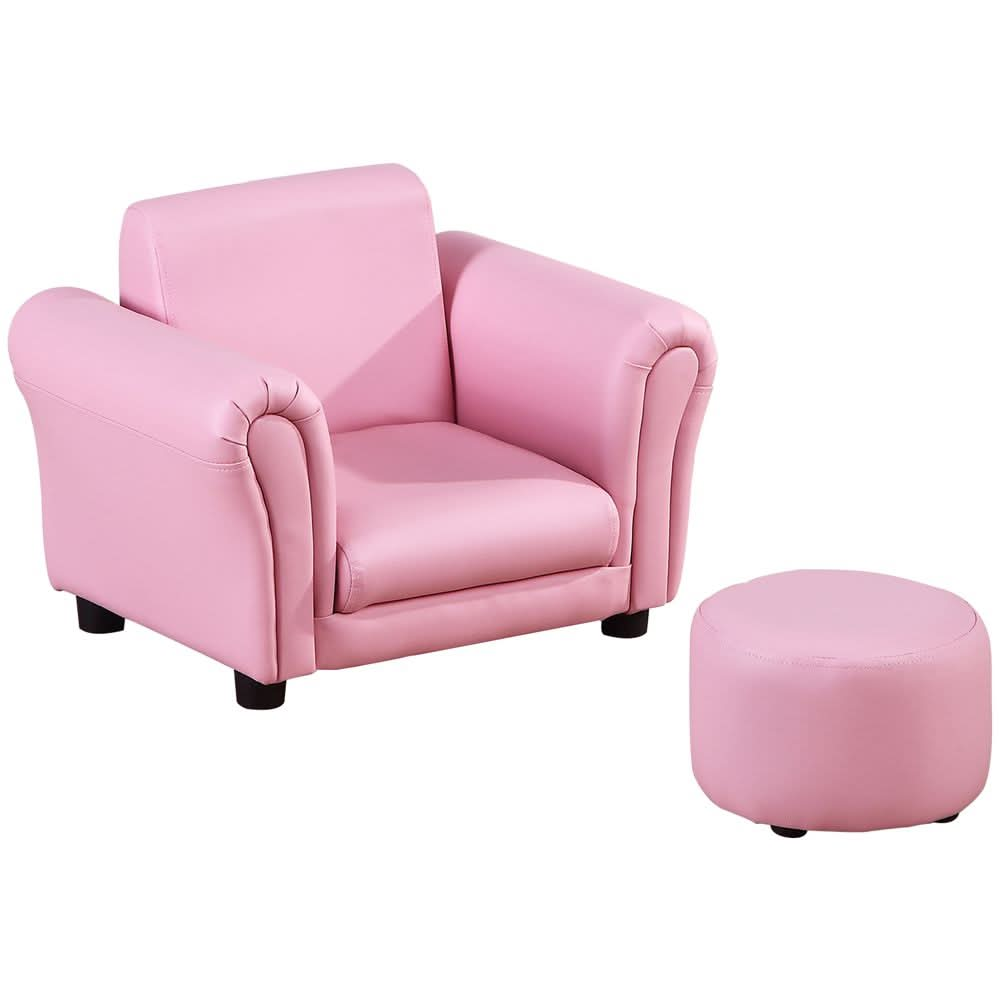 Kids Sofa Children Chair Seat Armchair W/Footstool Playroom Bedroom Pink