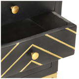 Bedside Cabinet Black and Gold 40x30x50 cm Solid Mango Wood