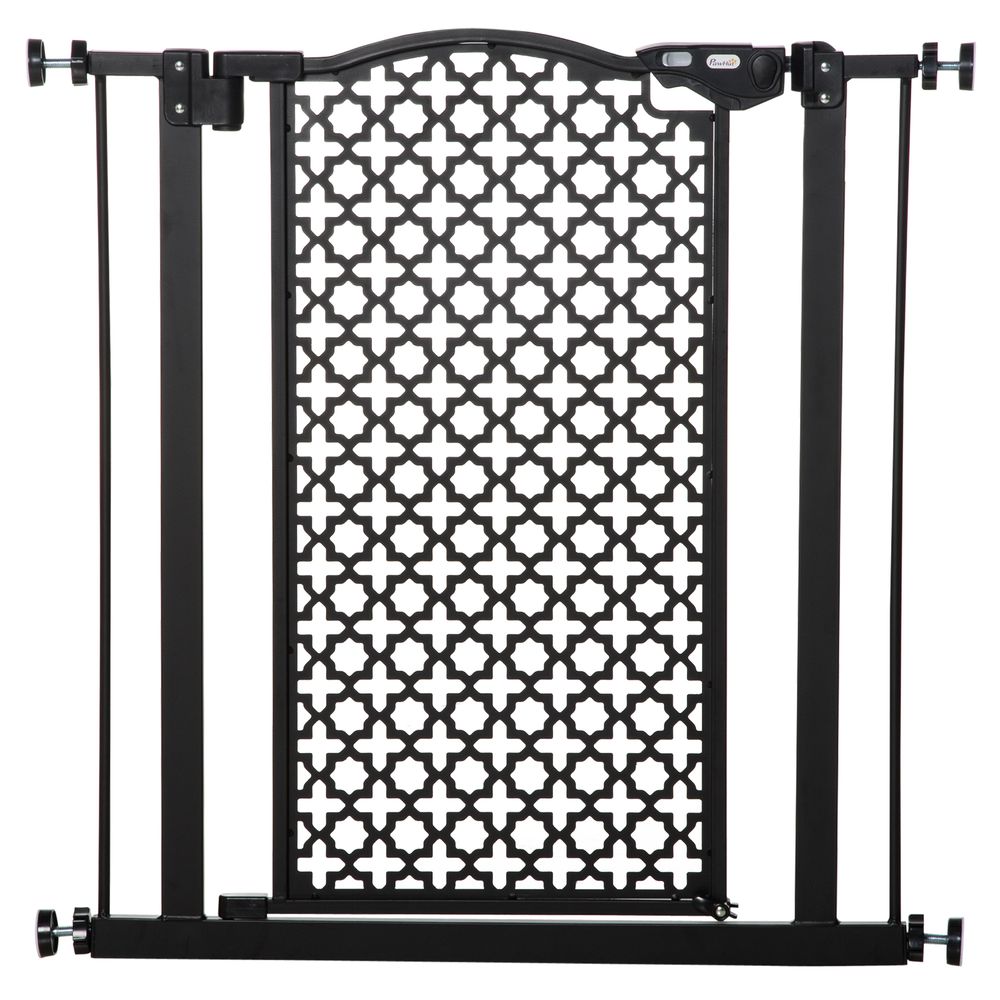 74-80 cm Pet Safety Gate Stair Pressure Fit w/ Auto Close Double Locking, Black