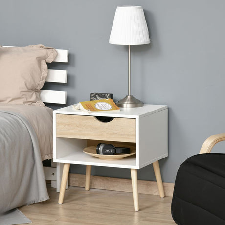 Bedside Table with Drawer and Shelf, Modern Nightstand, End Table